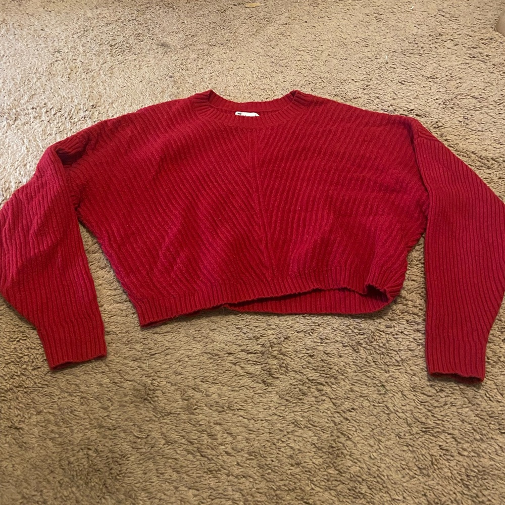 Red Ribbed Knit Sweater
